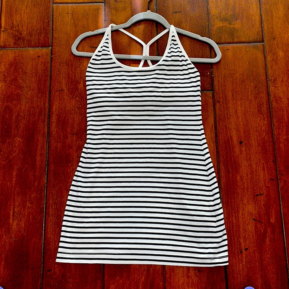Hard*Tail Forever tank top Medium White with black stripes. Gently worn
